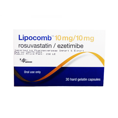 LIPOCOMB 10 / 10 MG ( ROSUVASTATIN / EZETIMIBE ) 30 CAPSULES